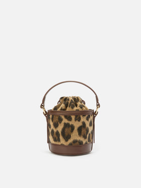 Mila Tweed Bucket Bag aus Tweed mit Leopardenmuster aus Wollmischung