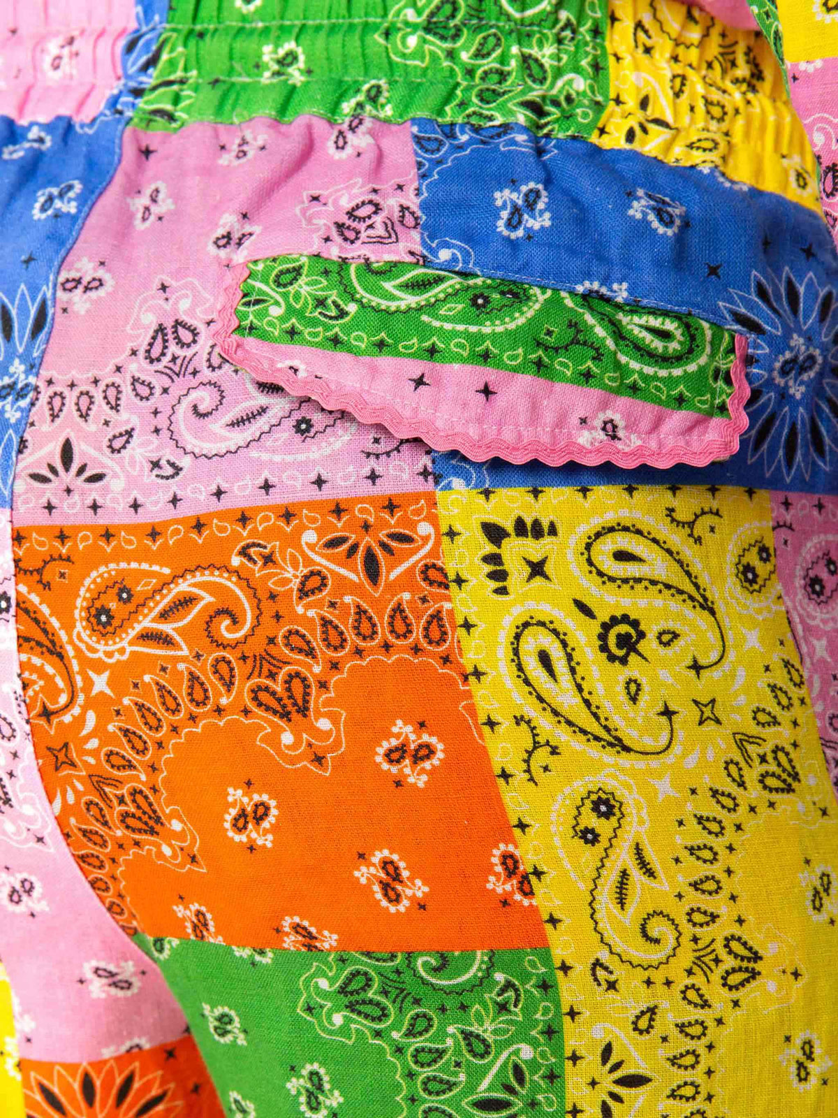 Pantalones de lino con bandana multicolor Millie 