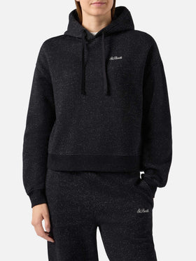Mindy Hoodie aus schwarzem Baumwoll-Lurex-Gemisch