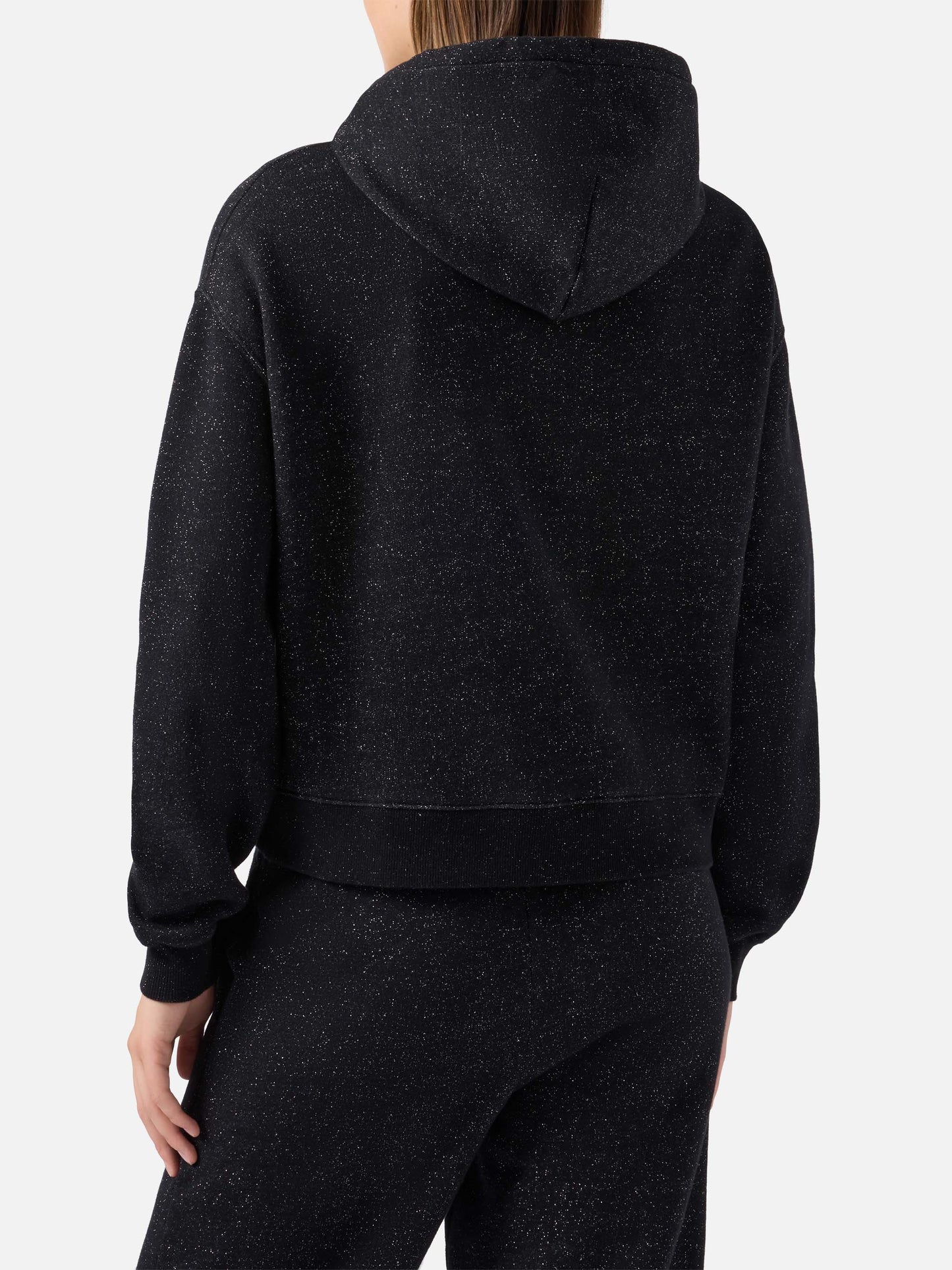 Mindy Hoodie aus schwarzem Baumwoll-Lurex-Gemisch