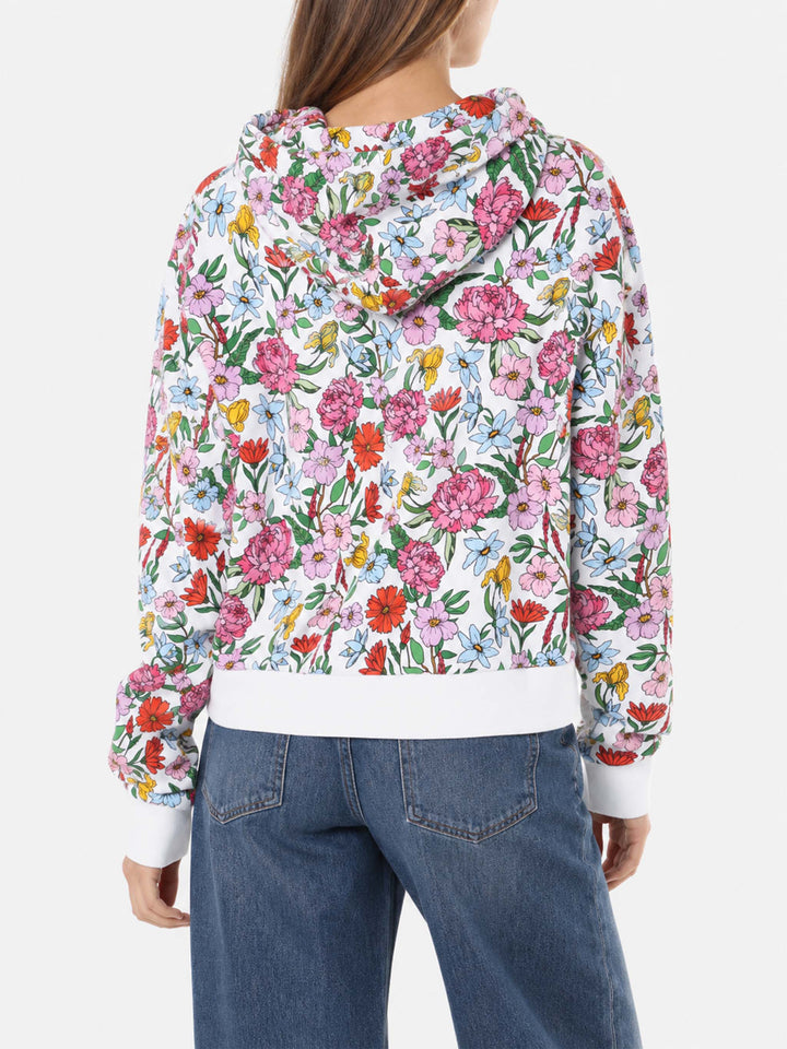 Sudadera con capucha de algodón con estampado floral 