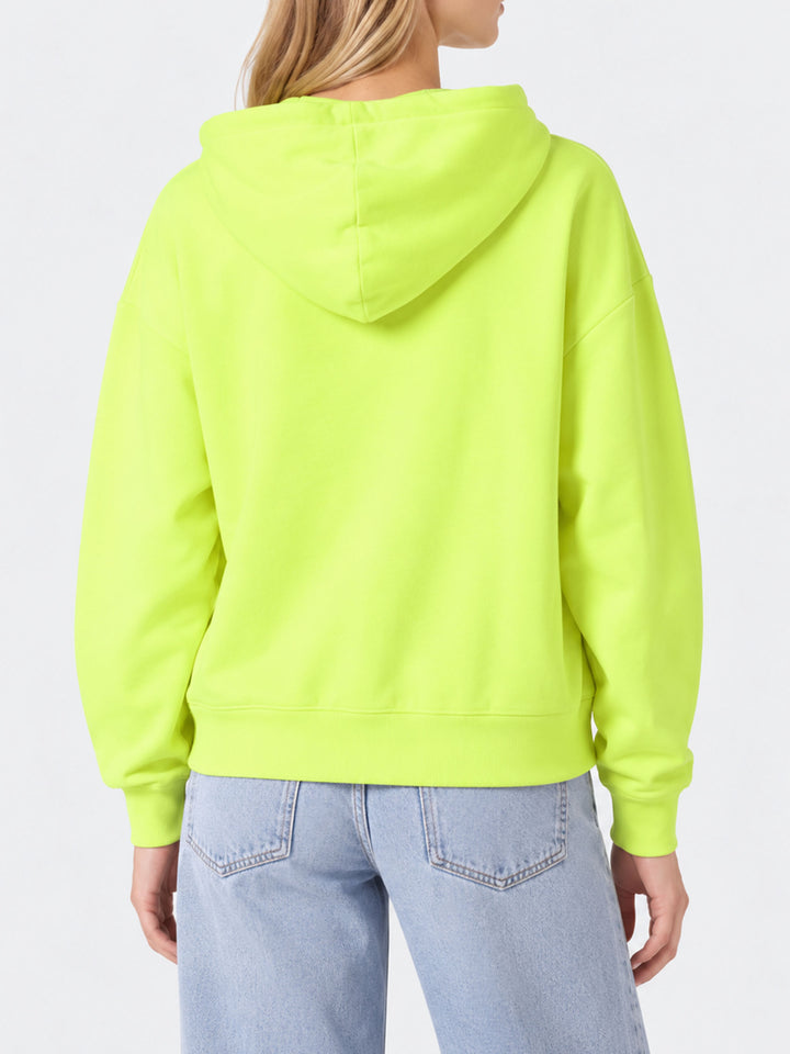 Sudadera con capucha amarillo flúor con bordado St. Barth 