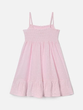 Abito prendisole Miki in cotone sangallo rosa 