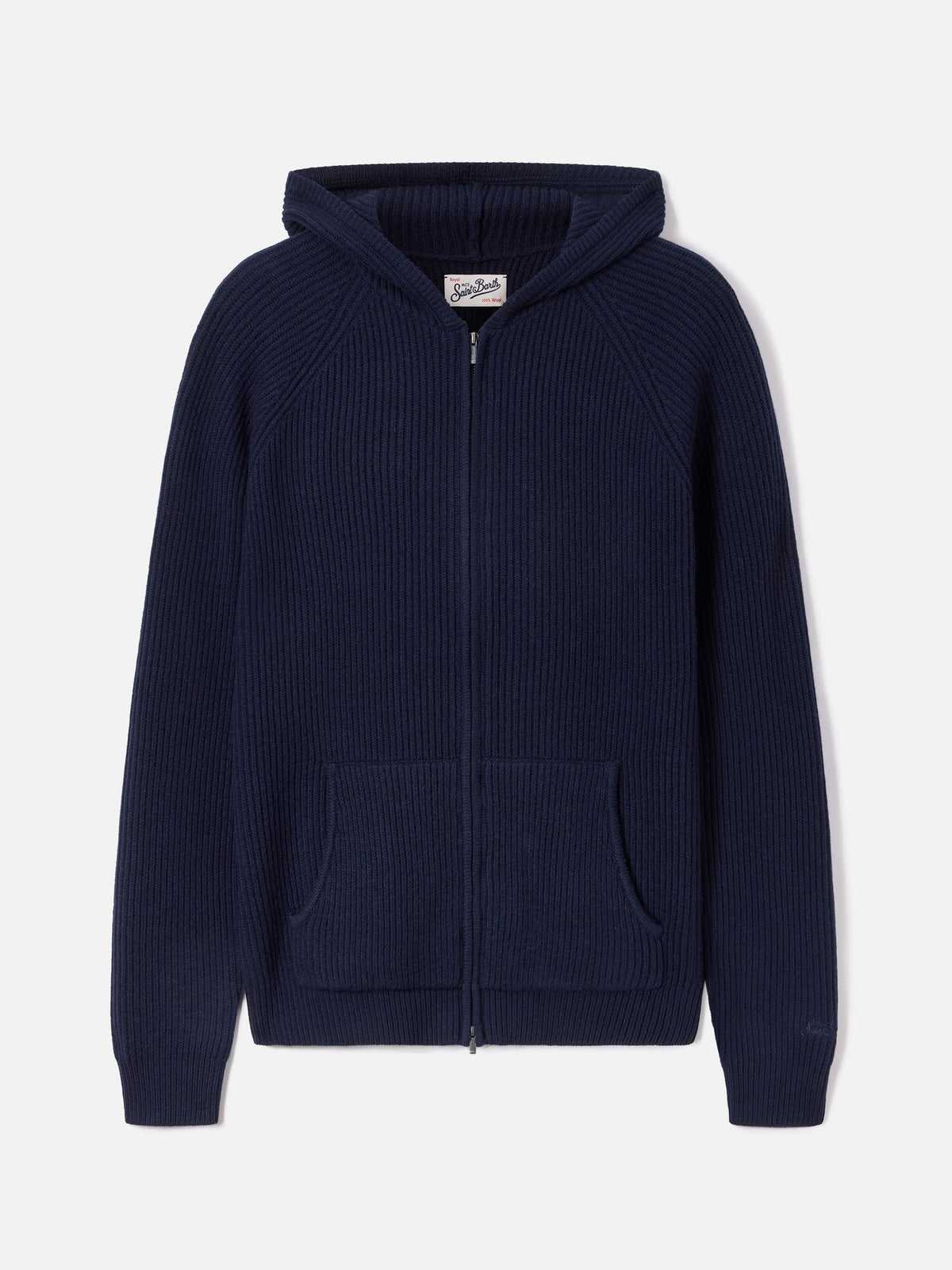 Navy blue Malcolm Wollstrick-Hoodie mit durchgehendem Reißverschluss 