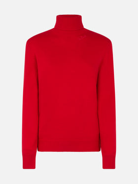 Woman red cashmere blend turtleneck sweater Moody - MC2 Saint Barth