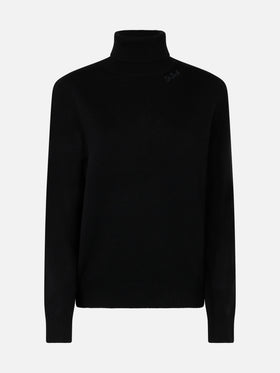 Woman black cashmere blend turtleneck sweater Moody - MC2 Saint Barth