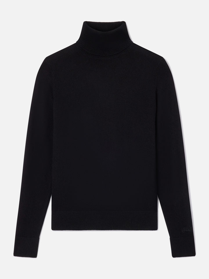 Maglia Moody nera in cashmere con collo alto