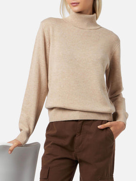 Rollkragenpullover Moody aus 100 % beigefarbenem Kaschmir