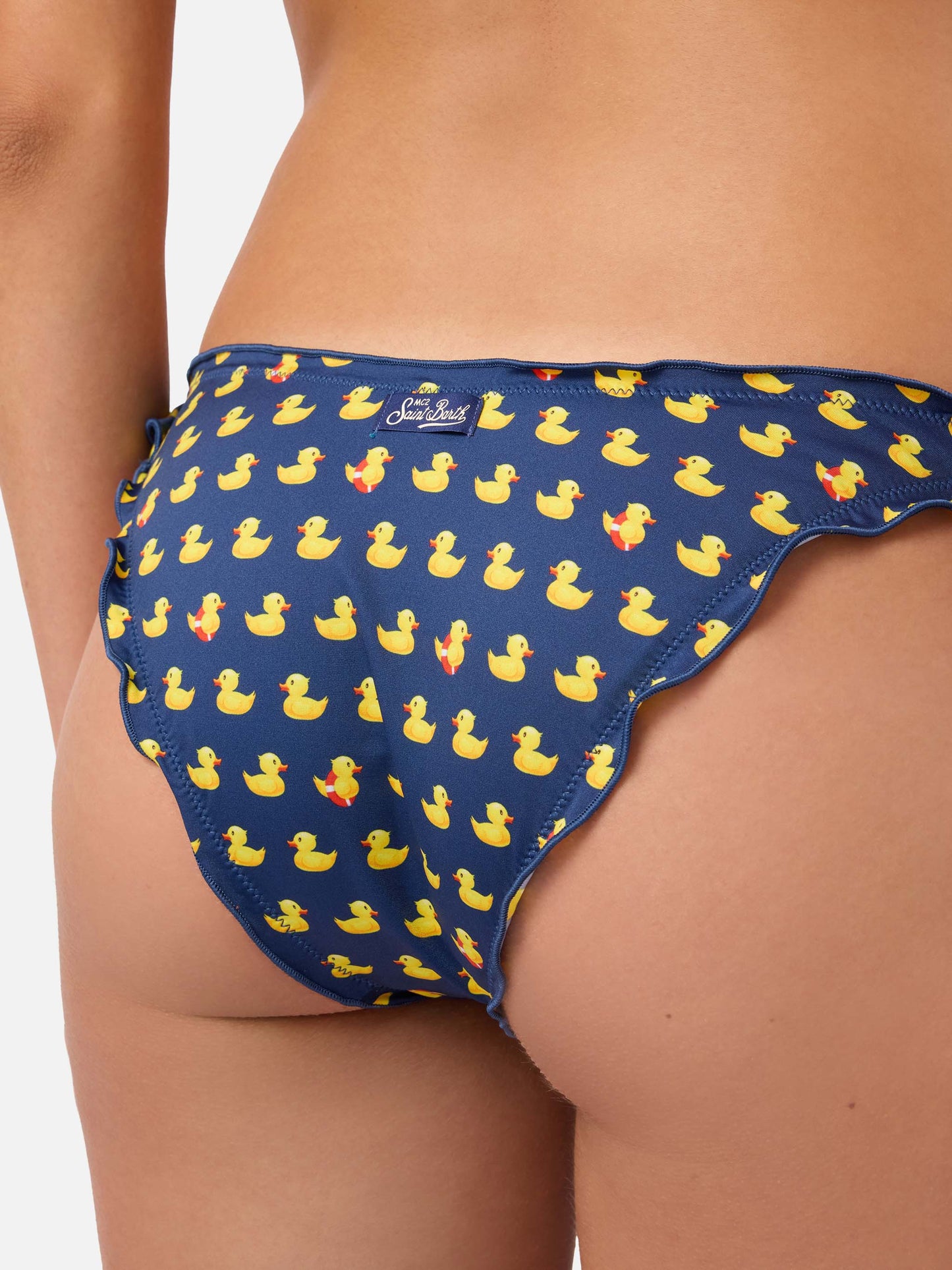 Braguita de bikini Classic Moon en azul marino con estampado de patos 