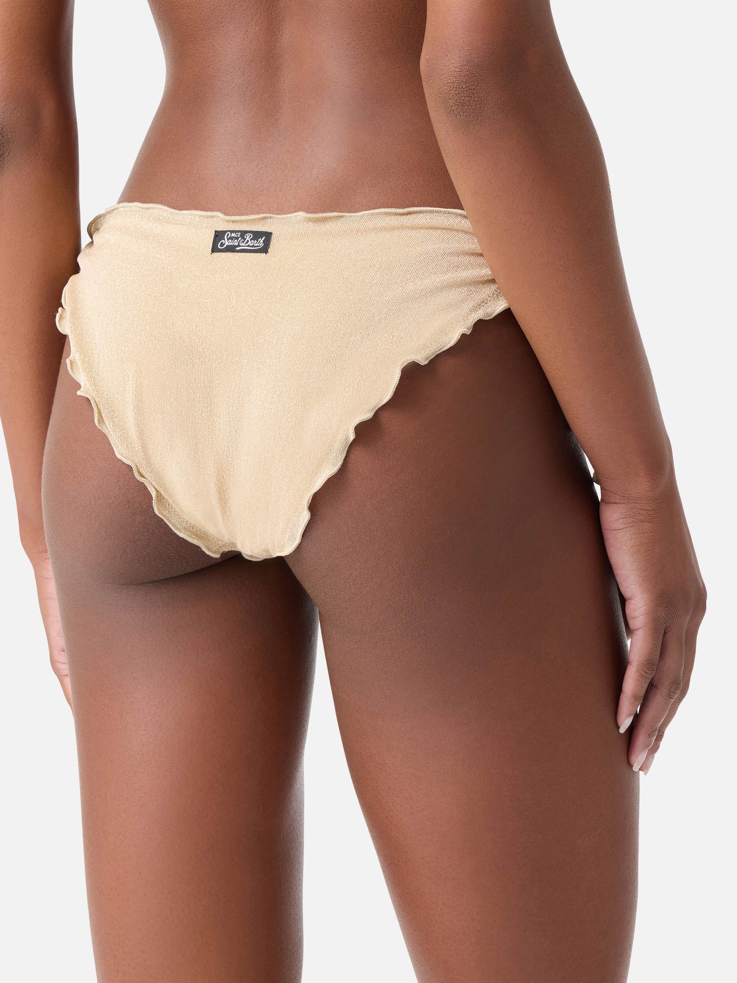Bikini de triángulo clásico de lúrex dorado para mujer Sagittarius Moon 