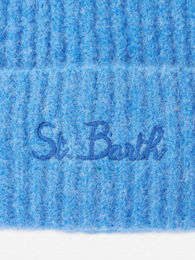 Woman dusty blue stretch wool hat Moss - MC2 Saint Barth