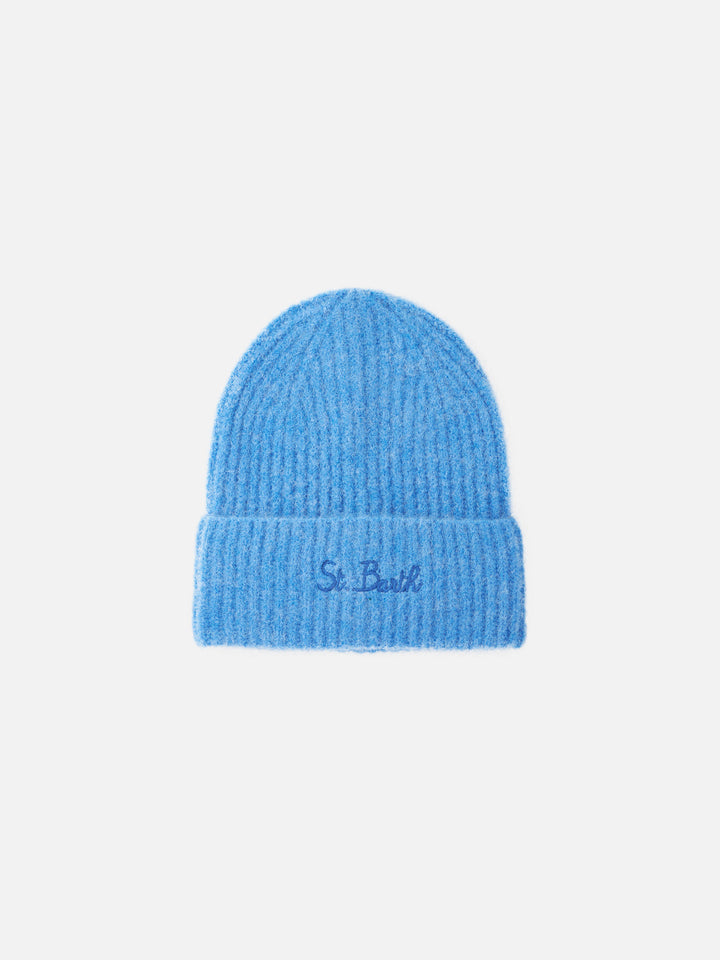 Woman dusty blue stretch wool hat Moss - MC2 Saint Barth