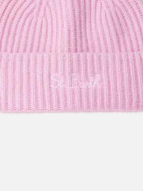 Damen Mütze aus Kaschmirmischung in Rosa Moss