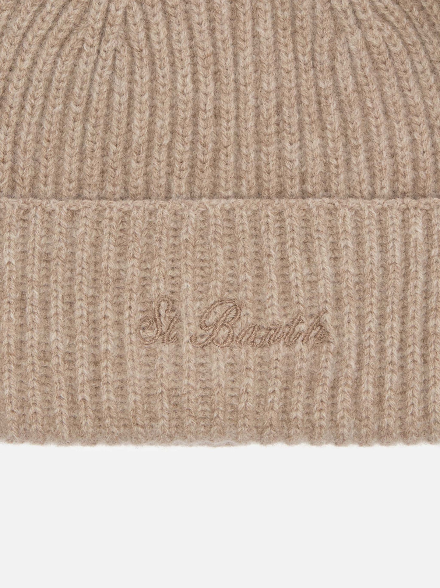 Moosgrüne Mütze aus 100 % Wolle in Khaki mit St. Barth-Stickerei