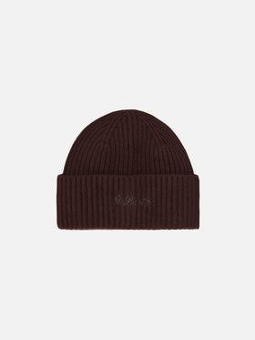 Moss Beanie in brown 100% WOOL with St. Barth embroidery