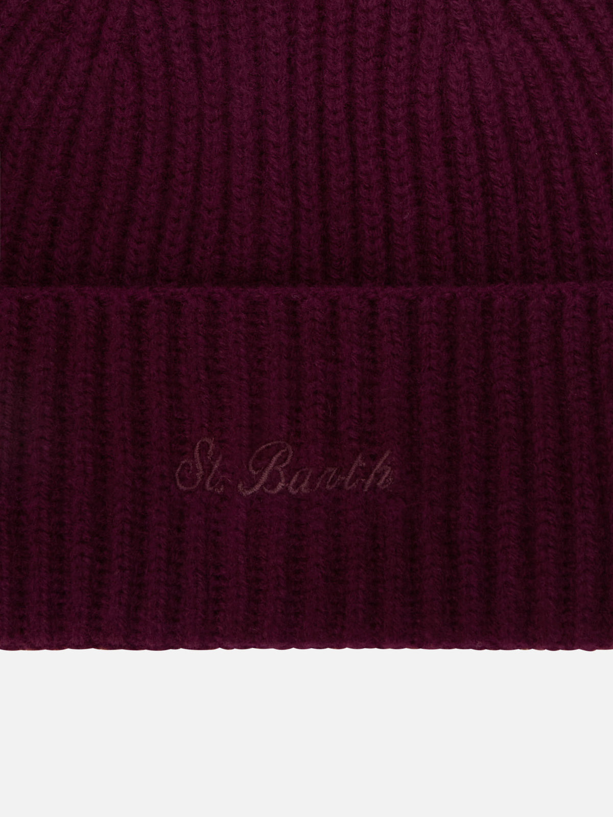 Bonnet en laine Aubergine Moss avec broderie logo 
