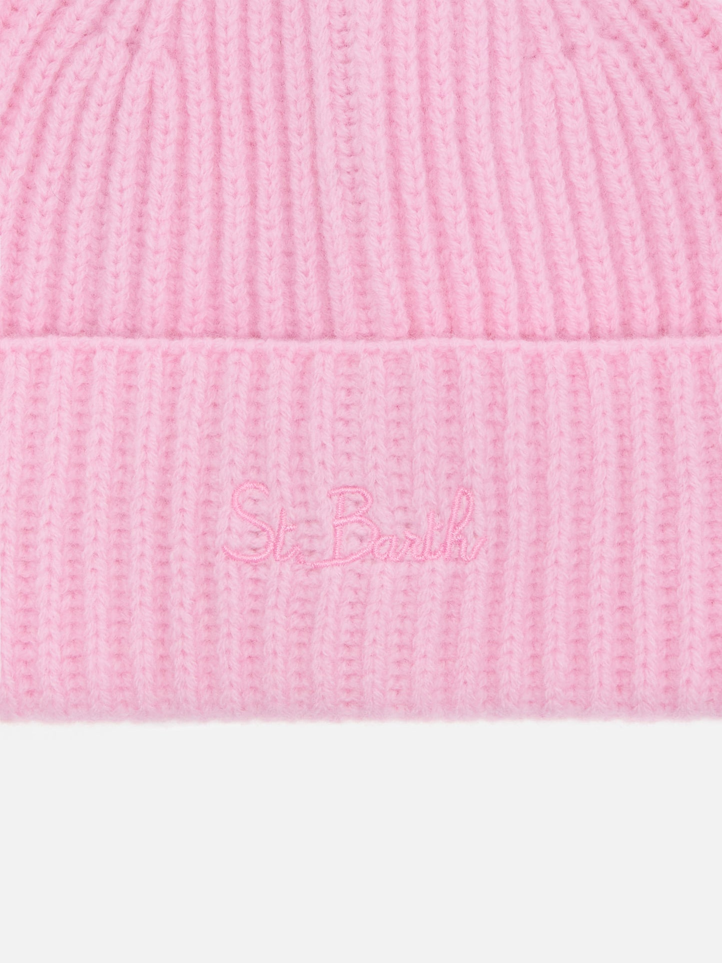 Moss Jr. Mütze in Rosa, 100 % Wolle mit St. Barth-Stickerei