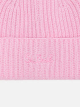 Moss Jr. Mütze in Rosa, 100 % Wolle mit St. Barth-Stickerei
