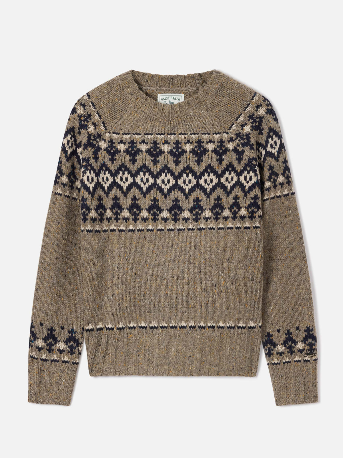 Pull ras-du-cou Merida en mélange de laine Donegal avec motif Fair Isle 