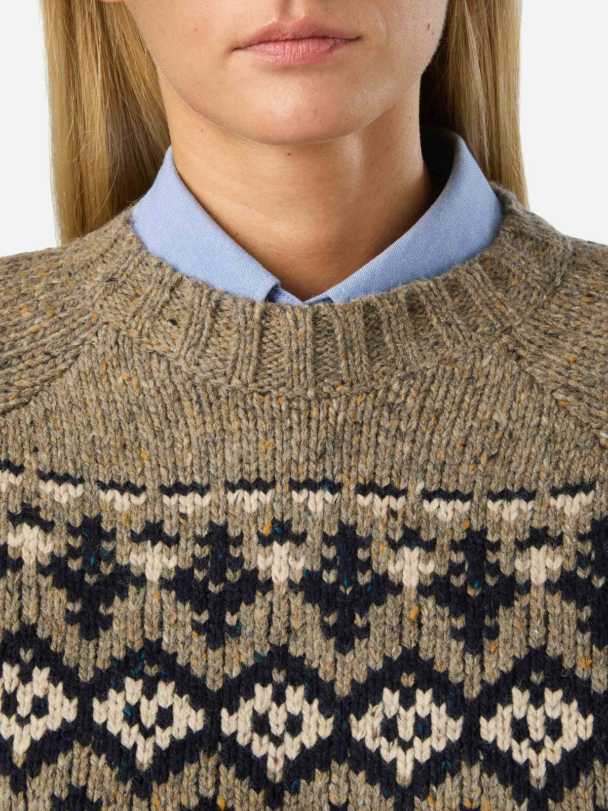 Merida Donegal wool blend crewneck knit with fair isle pattern