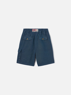 Marineblaue Bermuda-Shorts Marseille Jr aus Leinen 