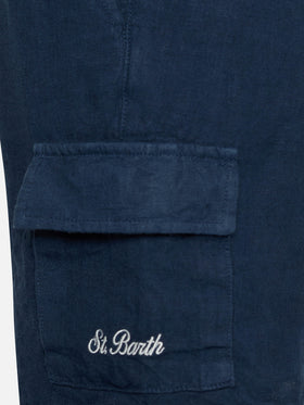 Boy navy blue linen bemuda Marseille Jr - MC2 Saint Barth