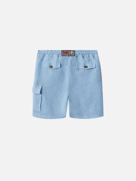 Bermudas Marseille Jr azul claro en lino 