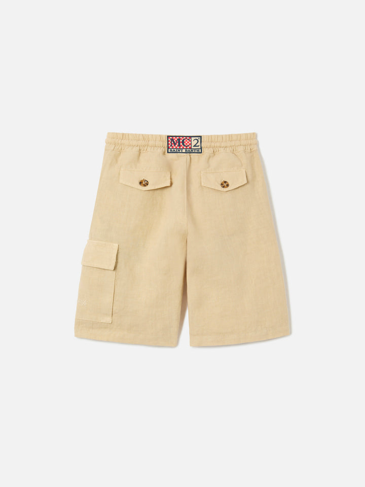 Beige Marseille Jr shorts in linen