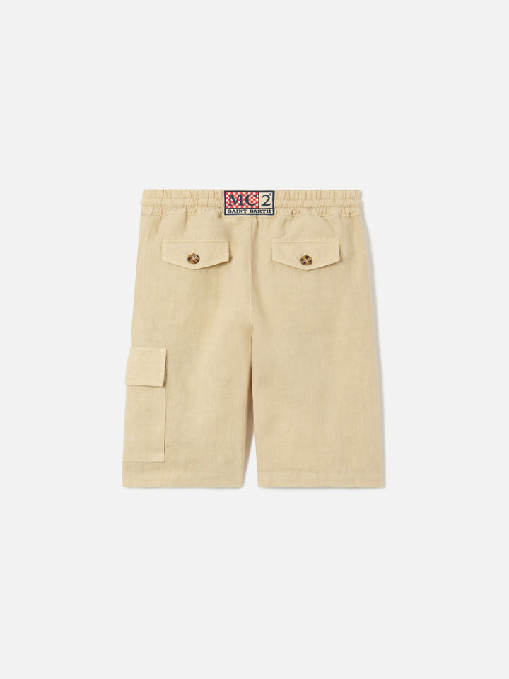 Beige Marseille Jr shorts in linen