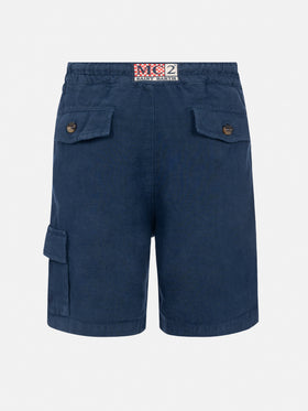 Marseille Jr navy blue linen bemuda - MC2 Saint Barth