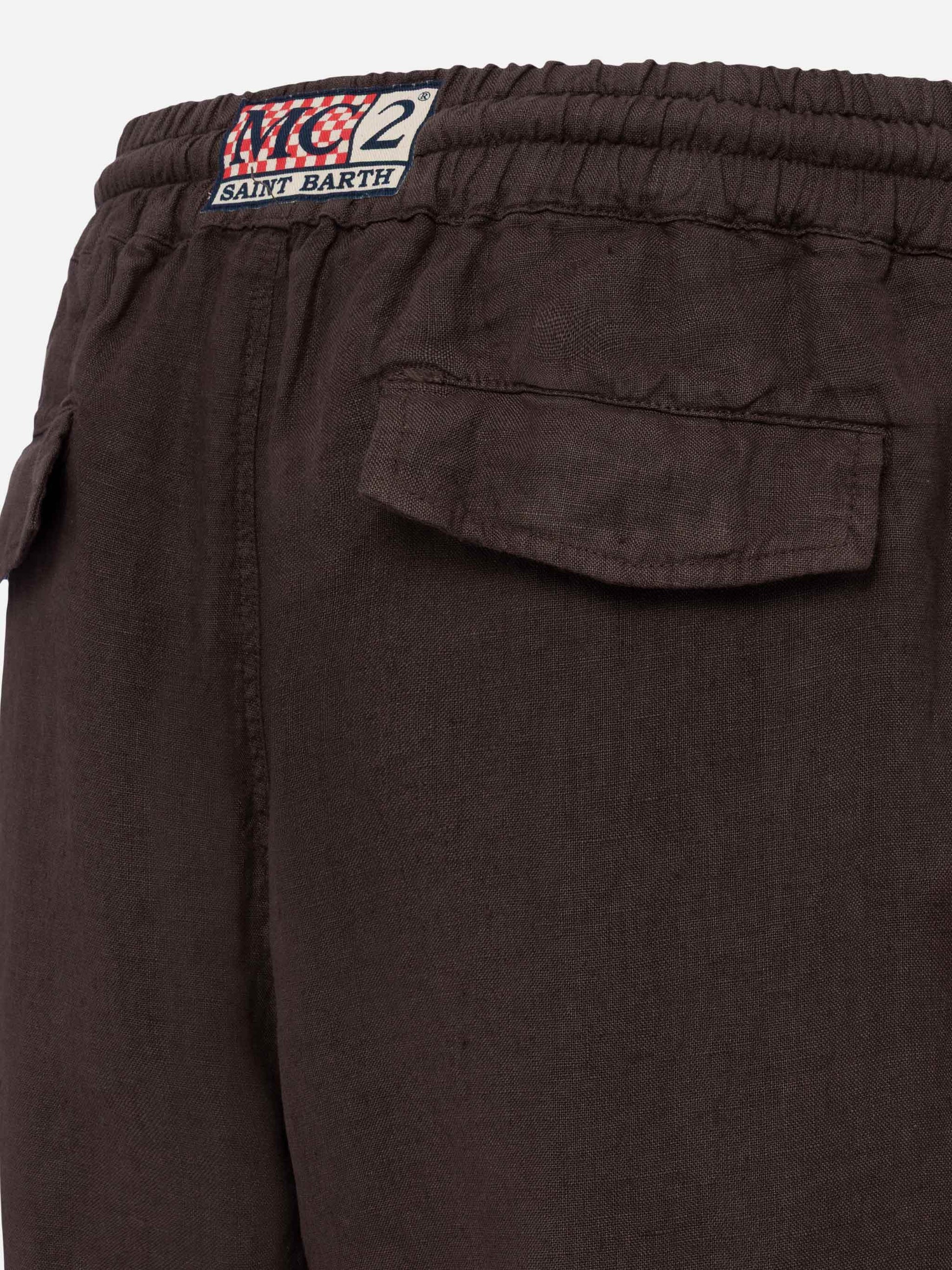 Brown linen bermuda Marseille - MC2 Saint Barth
