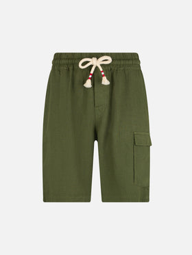 Man military green linen bermuda Marseille - MC2 Saint Barth