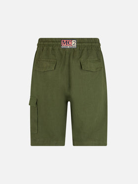 Man military green linen bermuda Marseille - MC2 Saint Barth