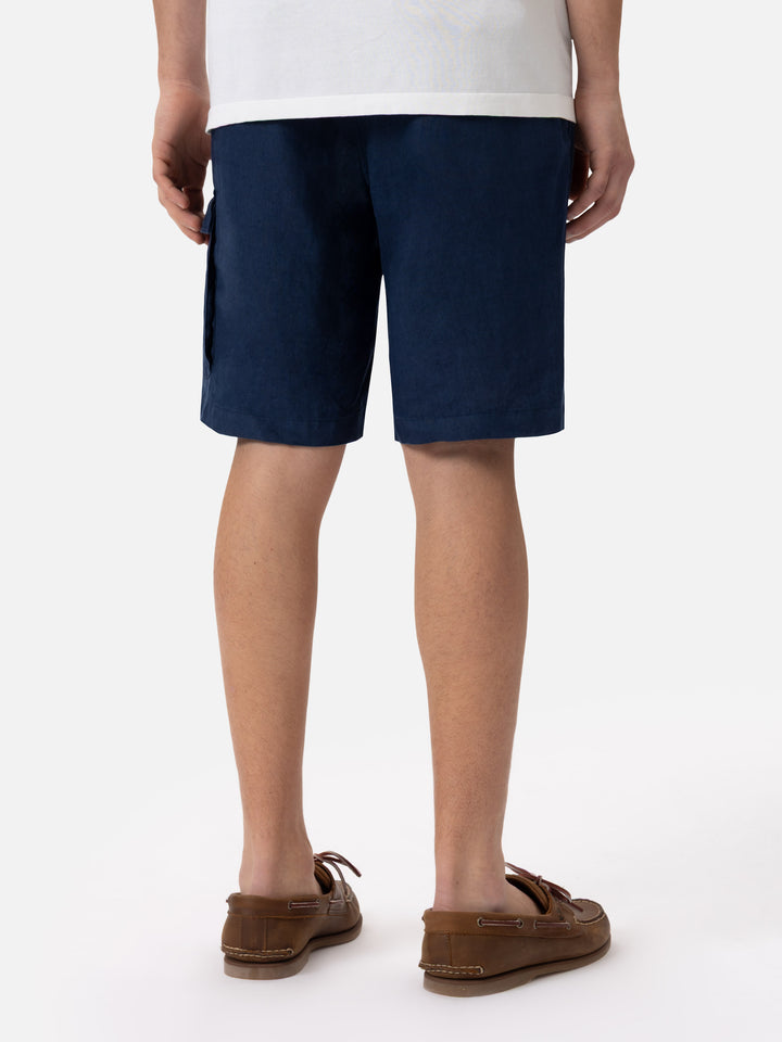 Navy blue linen bermuda Marseille - MC2 Saint Barth