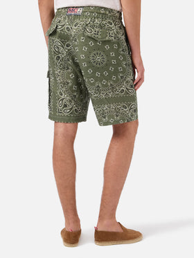 Marseille military green bandana linen bermuda shorts