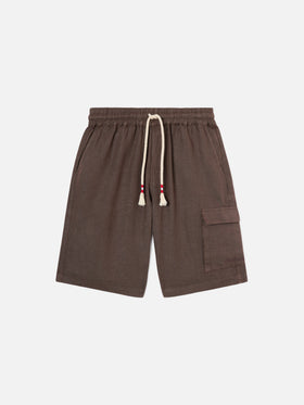 Brown Marseille bermuda shorts in pure linen