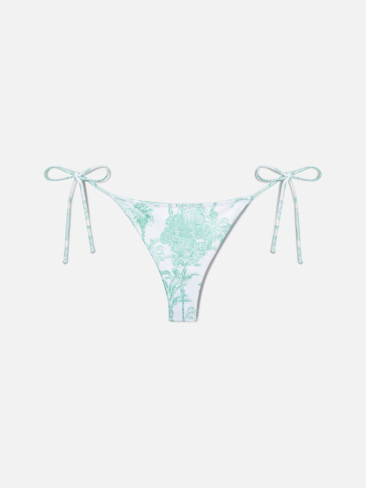 Slip mare Marielle modello brasiliana con stampa toile de jouy verde