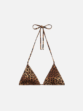 Leah triangle top swimsuit with animalier print