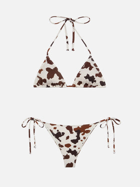 Bikini Triangle Leah Marielle con estampado de piel de vaca 