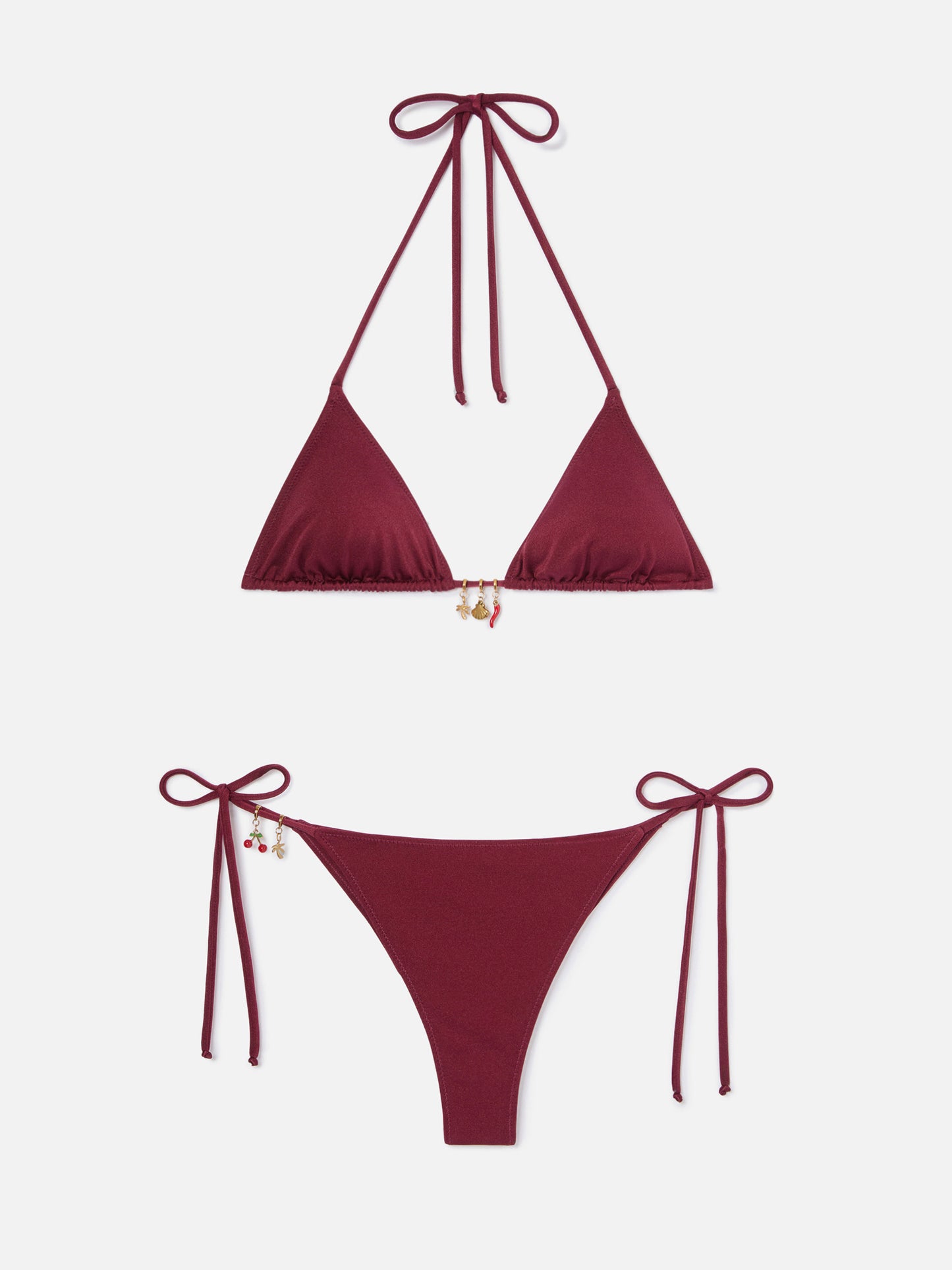 Bikini Leah Marielle rouge à finition brillante avec charms 