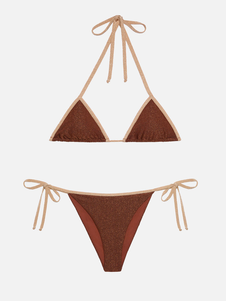 Triangel-Bikini Leah Marielle in braunem Lurex