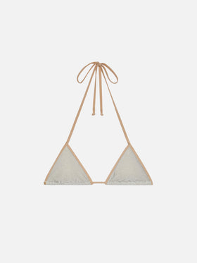 Leah silver lurex triangle top with gold piping