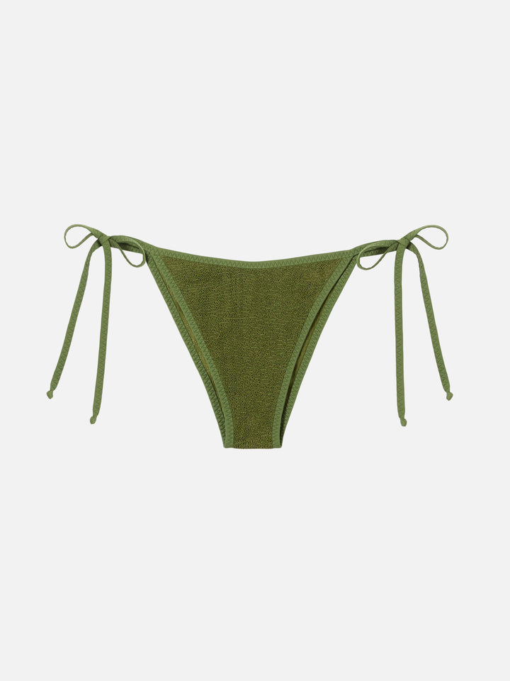 Green crinkle Marielle swim briefs with piping