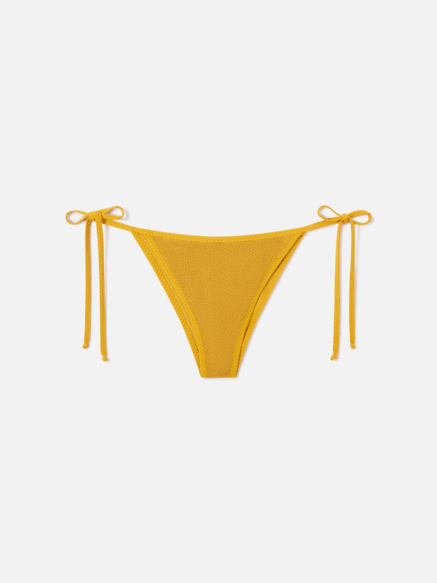 Ockerfarbene Marielle Bikinihose mit Bändern in Crinkle-Optik 