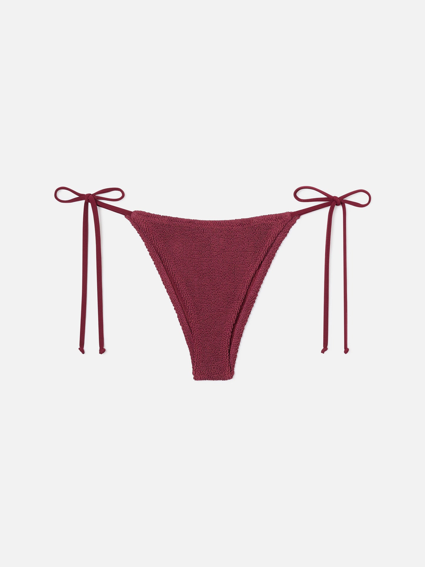 Braguita de bikini brasileña Marielle en tejido crinkle color burdeos 
