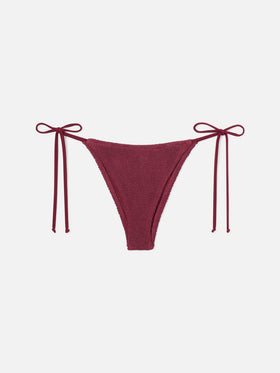 Braguita de bikini brasileña Marielle en tejido crinkle color burdeos 