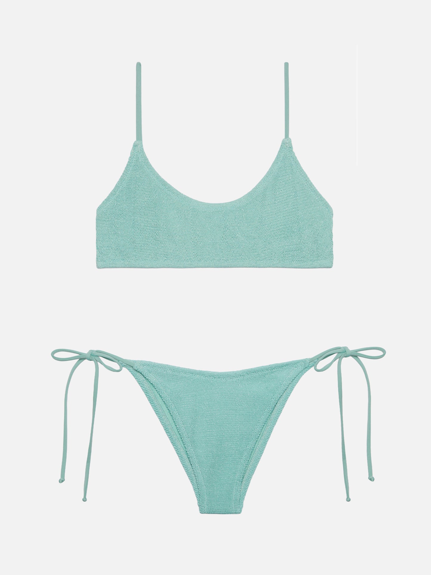 Bralette-Bikini Judy Marielle aus salbeigrünem Crinkle-Lurex
