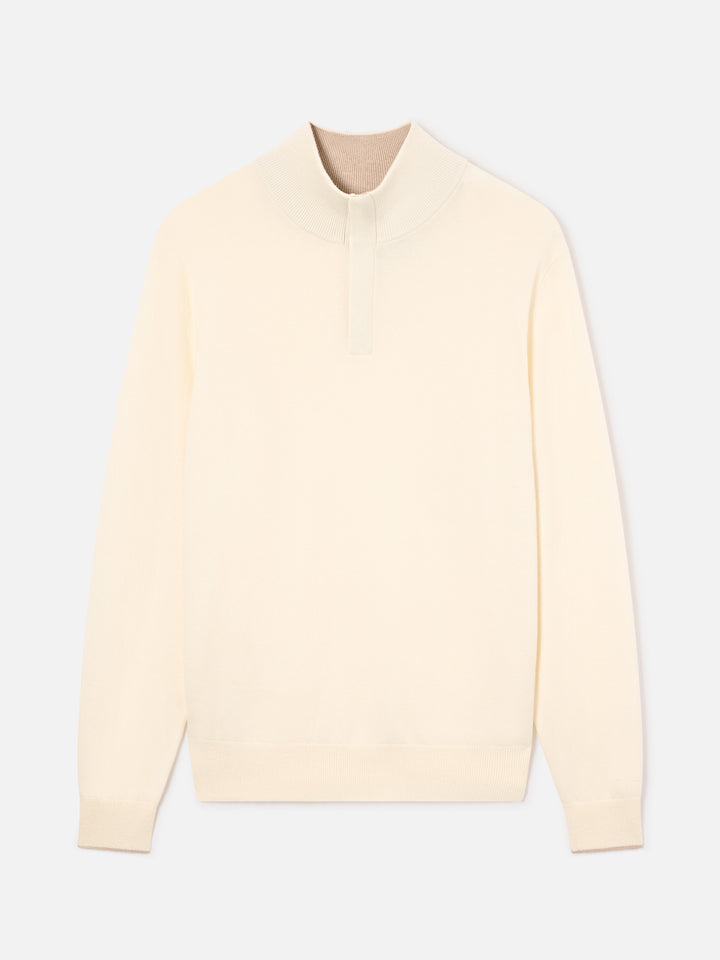 Punto Marlow en mezcla de lana y cachemira color off white con cuello alto 