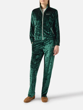Miriam green chenille sweatshirt with embroidery