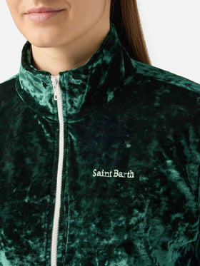 Miriam green chenille sweatshirt with embroidery